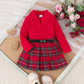 Autumn And Winter Girls Suit Medium And Small Long Sleeve Pleated Skirt
