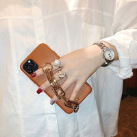 Compatible with Apple , Wrist Strap Chain Leather