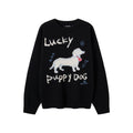 Real Shot Sweet Girl Dog Pattern Loose Pullover