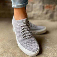 Casual Single Shoes Women European And American Flat Mesh Sports Flying Knitting
