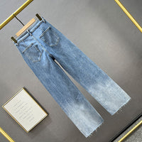 Rhinestone Denim Wide-leg Pants
