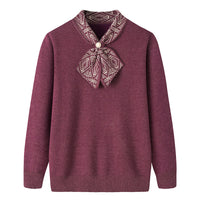 Women's Half Turtleneck Western Style Velvet Thickening Sweater