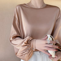 High-grade Round Neck Collarbone Simple Graceful T-shirt