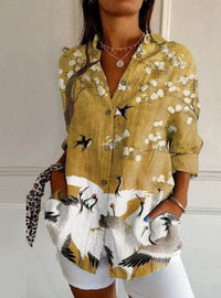Women's Long Half Sleeve Floral Print Cardigan