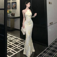 Long Mesh Gown Elegant Birthday Party Dress For Ladies