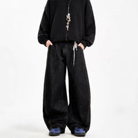 Starry Sky Pattern Saber-Style Mens Retro Loose Straight-Leg Wide-Leg Casual Trousers