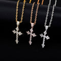 Retro Cross Pendant With Full Zirconia, Simple Religious Necklace For European And American Styles