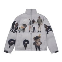 Winter Street Hip-hop American Full Pattern Print Cotton-padded Jacket Coat