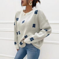 New Loose Round Neck Pullover Brocade Sweater