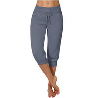 Women's Knitted Cropped Casual Slim-Fit Trousers
