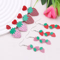 Womens Fashionable Strawberry-Print Acrylic Earrings