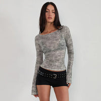 Womens Lightweight Loose-fitting Sexy Animal-print T-shirt Top