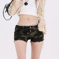 New Low Waist Camouflage Denim Super Shorts Women