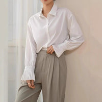 Women's Long-Sleeve Shirt With Ruffled Cuffs