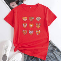 Women's Fashion Letter Print Cotton Round Neck Short Sleeve