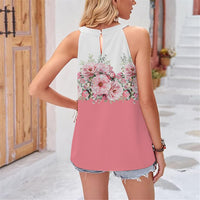 Summer New F Retro Creative Chic Floral 3D Printed Women's Casual Sleeveless Crew Neck Tank Top