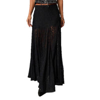 European And American Retro Versatile Black Polyester Lace Sheer Skirt