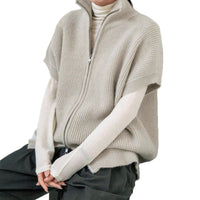 Knitted Cardigan Jacket With Short Sleeves And Ribbed Detailing Springsummer Style
