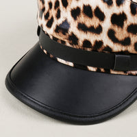 Rare Leopard-print Soft PU Leather Baseball Cap