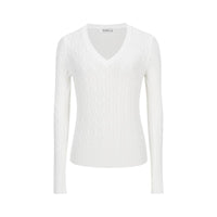 Women's Clothing Is Super Stylish With A High-end Simple And Versatile Cable-knit V-neck Sweater