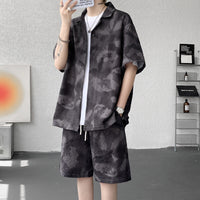 American-style Retro Tie-Dye Short-Sleeve Shirt Sports Suit For Men