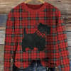 Womens Printed Crew Neck Long Sleeve Sweatshirt Top