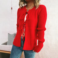 Commute Slim-fit Sunken Stripe Vertical Striped Bow Sweater