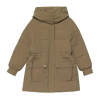 Hooded Drawstring Waist-tight Large Pocket Thermal Cotton-padded Clothes Women