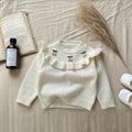 Autumn Winter Baby Long Sleeve Lace Collar Knitted Tops Children's Clothing