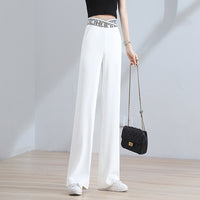 Women's Summer High-Waist Straight-Leg Drapey Long Pants