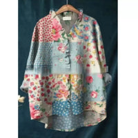 Loose-fitting Printed Crew-neck Casual Plus-size Womens Top