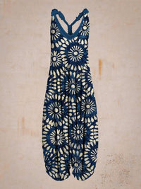 Abstract Printed Loose Plus Size Casual Suspender Jumpsuit