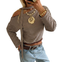 Small Elegant Graceful Diagonal Striped Scarf Long Sleeve T-shirt