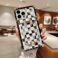 Checkerboard Square Bracket Shell Mobile Phone Case