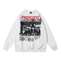 Kitten Print Loose Pullover Sweatershirt