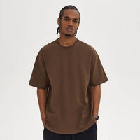 Solid Color Loose Cotton Crew Neck Short Sleeve Men