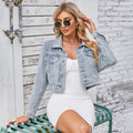 Washed Short Jacket Long-sleeved Top