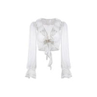 Women's Ruffle Trim Crop Lightweight Sun Protection Cover-up