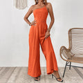 Women's Solid Color Wide-leg Thin One-shoulder Jumpsuit