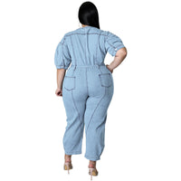 Women's Fashion Wash Denim Jumpsuit