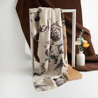 Cashmere-like Tassel Shawl Rose Print Cold-proof Warm Scarf
