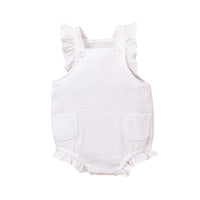 Bubble Cotton Square Collar Flounced Sleeve Sleeve Romper