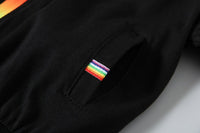 Summer Short-sleeved Baby Zipper Hoodle Black And White Two-piece Suit