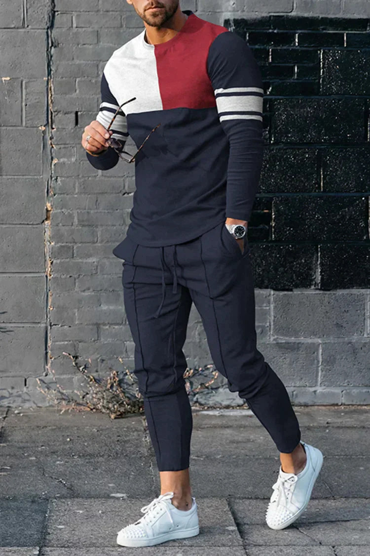 New Multi-color Long Sleeve Casual Sports Men Suit