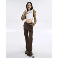 High Waist Loose And Slimming Design Straight Mop Pants