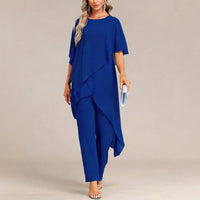 Women's Off-shoulder Irregular Top And Pants Two-piece Set