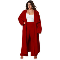 Long Coat And Loose Casual Trousers Fashion Set