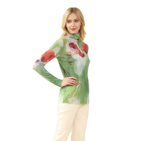Womens High-neck 3D-cut Printed Top