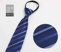 Black Men's Tie Striped Blue Business Tie Lazy Zip Tie In Stock Wholesale Pull Peels