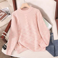 Round Neck Outerwear Knitwear Age-reducing Trendy Top